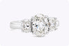 GIA Certified 2.21 Carat Oval Cut Diamond Three-Stone Engagement Ring in Platinum