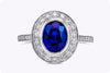 3.60 Carats Oval Cut Sapphire & Diamond Halo Engagement Ring in Platinum