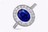 3.60 Carats Oval Cut Sapphire & Diamond Halo Engagement Ring in Platinum