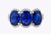 6.07 Carats Total Oval Cut Sapphire & Diamond Three-Stone Cocktail Ring in White Gold