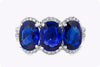6.07 Carats Total Oval Cut Sapphire Three Stone Cocktail Ring in White Gold