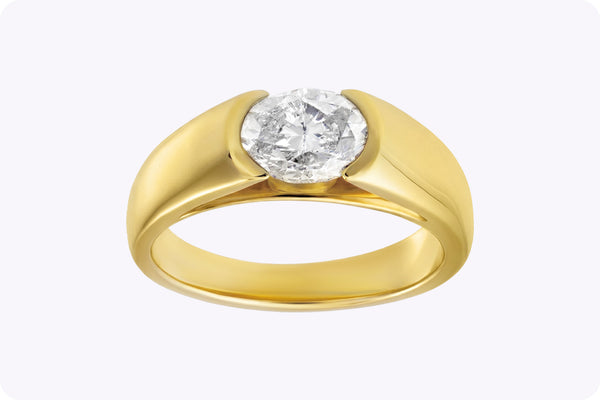 1.55 Carat Oval-Cut Diamond Ring in 18k Yellow Gold
