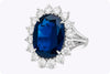 7.71 Carat Total Oval Cut Blue Sapphire Cocktail Ring with Diamonds in White Gold