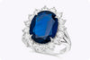 7.71 Carat Total Oval Cut Blue Sapphire Cocktail Ring with Diamonds in White Gold