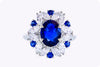 GRS Certified 2.45 Carat Oval Cut Blue Sapphire and Diamond Cocktail Ring in White Gold