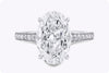 GIA Certified 3.01 Carats Oval Cut Diamond Engagement Ring with side stones in Platinum