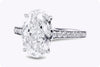 GIA Certified 3.01 Carats Oval Cut Diamond Engagement Ring with side stones in Platinum