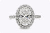 GIA Certified 3.01 Carats Oval Cut Diamond Halo Engagement Ring in Platinum