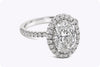 GIA Certified 3.01 Carats Oval Cut Diamond Halo Engagement Ring in Platinum