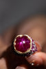 AGL Certified 11.28 Carats Cabochon Star Ruby and Diamond Cocktail Ring in 18K Two-Tone Gold