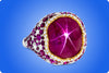 AGL Certified 11.28 Carats Cabochon Star Ruby and Diamond Cocktail Ring in White and Yellow Gold