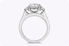 3.23 Carats Oval Cut Diamond Three Stone Engagement Ring in Platinum