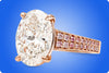 GIA Certified 5.04 Carats Oval Cut Diamond Engagement Ring with Side Stones in Rose Gold