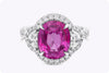 AGL Certified 5.73 Carat Oval Cut Pink Sapphire with Diamonds Three Stone Engagement Ring in White Gold