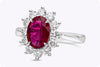 1.50 Carats Oval Cut Ruby & Diamond Floral Engagement Ring in White Gold
