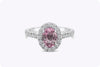 1.57 Carats Oval Cut Pink Sapphire and Diamond Halo Engagement Ring in White Gold