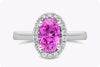 1.95 Carats Oval Cut Pink Sapphire & Diamond Halo Engagement Ring in White Gold