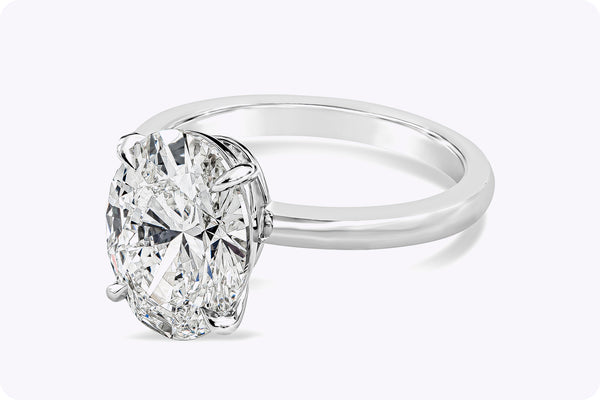 GIA Certified 3.50 Carats Oval Cut Diamond Solitaire Engagement Ring in Platinum