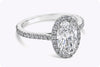 GIA Certified 1.71 Carat Elongated Oval Cut Diamond Halo Engagement Ring in Platinum