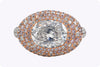 GIA Certified 4.02 Carats Oval Cut Diamond Dome Cocktail Ring in Rose Gold & Platinum