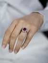 Vintage 2.79 Carats No-Heat Burmese Ruby and Diamond Halo Engagement Ring in White Gold
