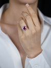 Vintage 2.79 Carats No Heat Burmese Ruby & Diamond Halo Engagement Ring in White Gold