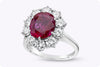 Vintage 2.79 Carats No Heat Burmese Ruby & Diamond Halo Engagement Ring in White Gold