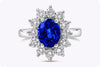GIA Certified 3.90 Carat No-Heat Blue Sapphire with Diamond Halo Engagement Ring in Platinum