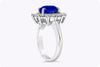 GIA Certified 3.90 Carat No-Heat Blue Sapphire with Diamond Halo Engagement Ring in Platinum