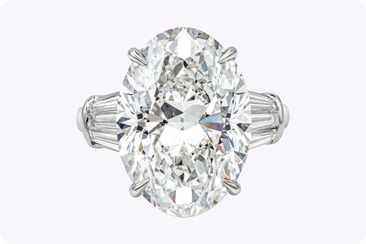 Give Example Deyamon GIA Certified 16.25 Carats Oval Cut Diamond Seven-Stone Engagement Ring ...