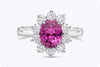1.89 Carat Oval Cut Pink Sapphire with Diamond Halo Engagement Ring in White Gold