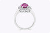1.89 Carat Oval Cut Pink Sapphire with Diamond Halo Engagement Ring in White Gold