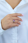 1.89 Carats Oval Cut Pink Sapphire & Diamond Halo Engagement Ring in White Gold