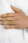 GIA Certified 6.64 Carats Oval Cut Orange Sapphire & Diamond Halo Ring in Platinum