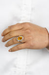 GIA Certified 6.64 Carats Oval Cut Orange Sapphire & Diamond Halo Ring in Platinum