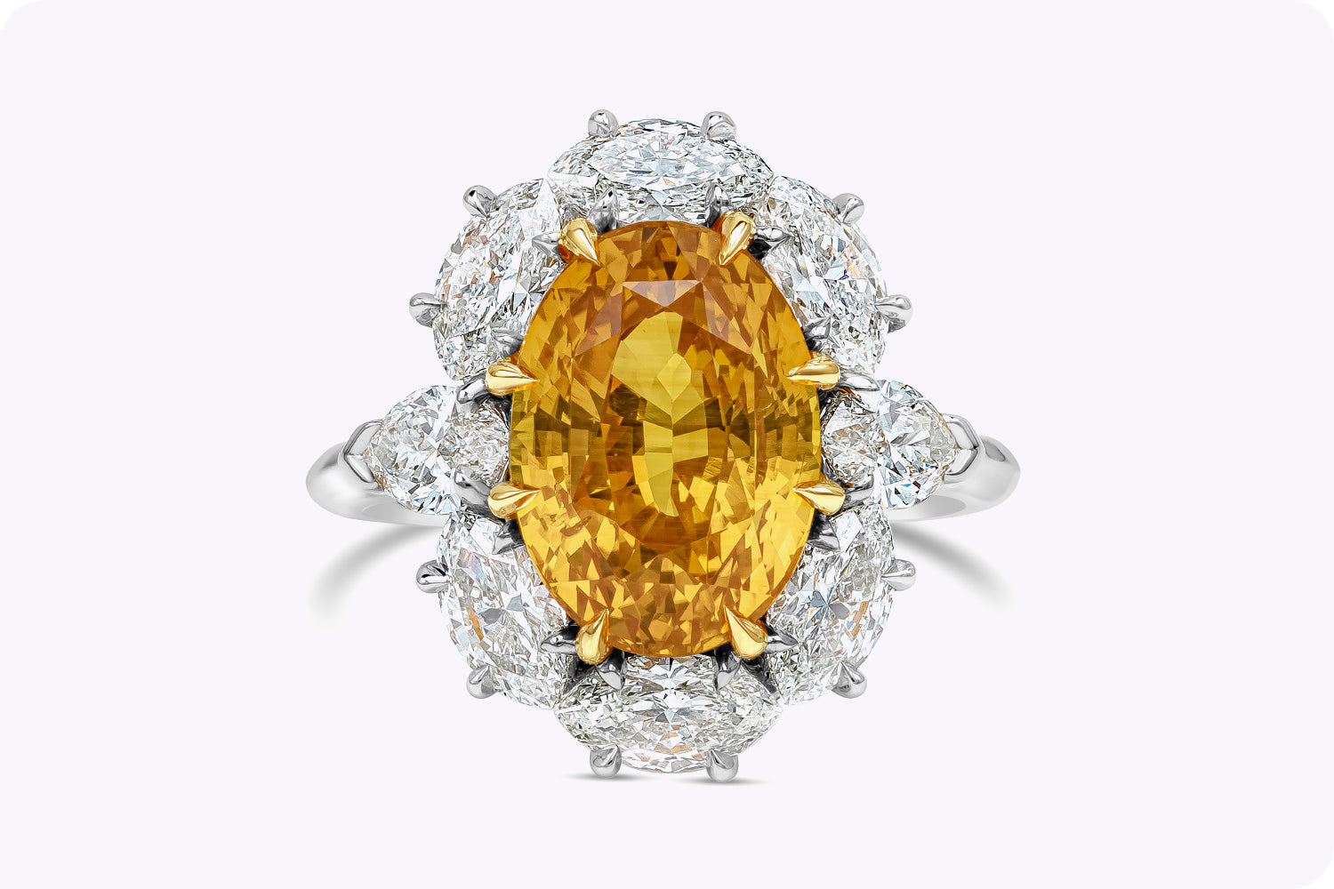 GIA Certified 6.64 Carats Oval Cut Orange Sapphire & Diamond Halo Ring in Platinum