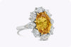 GIA Certified 6.64 Carats Oval Cut Orange Sapphire with Diamond Halo Ring in Platinum