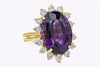 10.95 Carats Oval Cut Purple Amethyst and Round Diamond Cocktail Ring in Yellow Gold