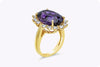 10.95 Carats Oval Cut Purple Amethyst and Round Diamond Cocktail Ring in Yellow Gold