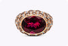 11.79 Carat Oval Cut Rubellite Tourmaline Dome Fashion Ring in Rose Gold