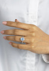 1.69 Carats Oval Cut Blue Aquamarine & Diamond Halo Engagement Ring in White Gold