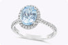 1.69 Carats Oval Cut Blue Aquamarine & Diamond Halo Engagement Ring in White Gold