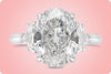 GIA Certified 3.54 Carats Oval Cut Diamond Three Stone Engagement Ring in Platinum