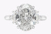 GIA Certified 3.54 Carats Oval Cut Diamond Three-Stone Engagement Ring in Platinum