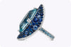 19.69 Carat Oval Cut Aquamarine 'Bonnet' Ring with Sapphire & Diamond in White Gold