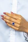 GIA Certified 2.68 Carats Oval Cut Natural Heated Sri Lanka Blue Sapphire Halo Engagement Ring in White Gold