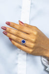 GIA Certified 2.68 Carats Oval Cut Sri Lankan Sapphire & Diamond Halo Engagement Ring in White Gold