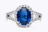 GIA Certified 2.68 Carats Oval Cut Sri Lankan Sapphire & Diamond Halo Engagement Ring in White Gold