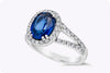 GIA Certified 2.68 Carats Oval Cut Sri Lankan Sapphire & Diamond Halo Engagement Ring in White Gold