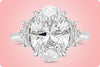 GIA Certified 5.11 Carats Oval Cut Diamond Three-Stone Engagement Ring in Platinum
